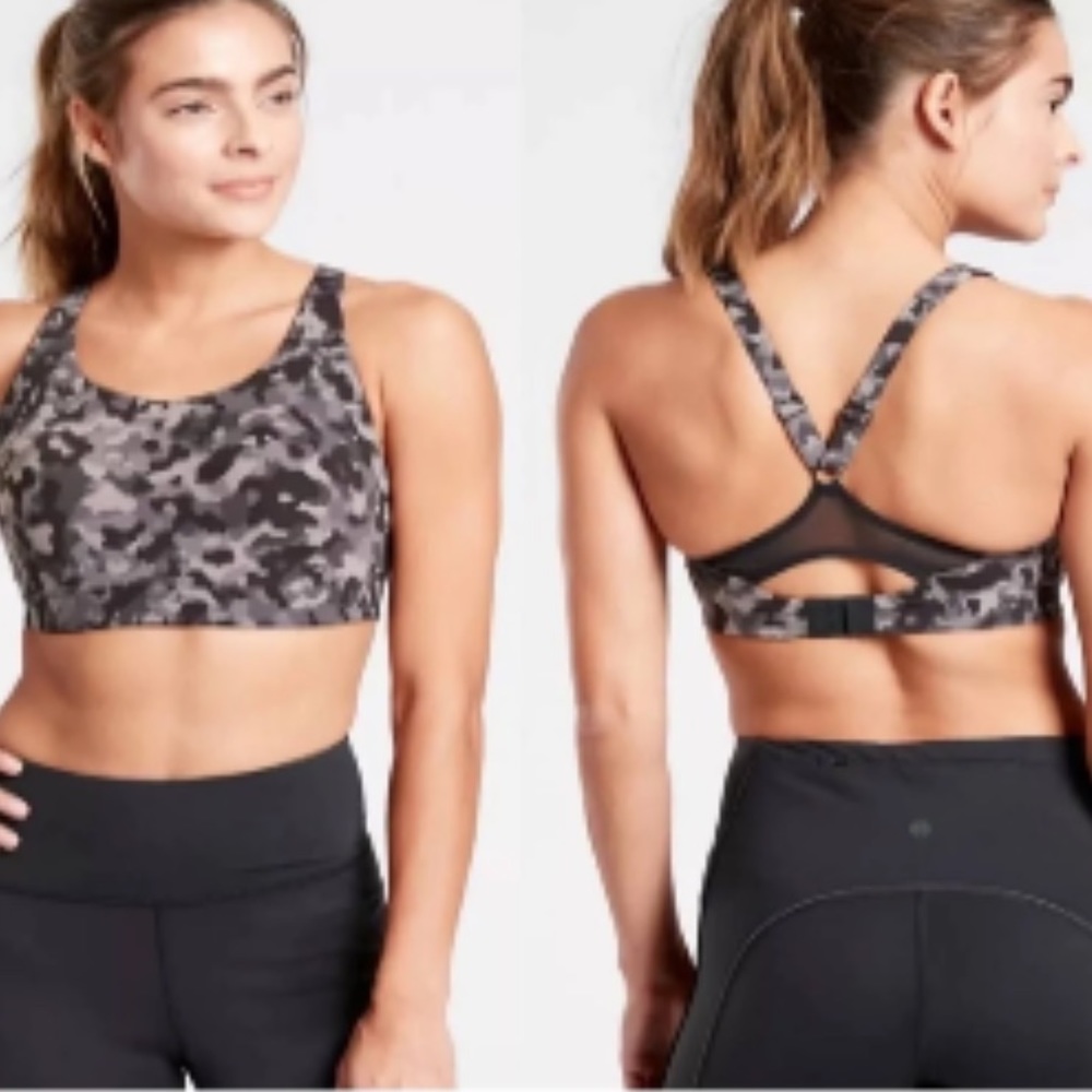 ATHLETA Women's Advance Sport High Impact Sports Bra Camo Black & Gray 36C